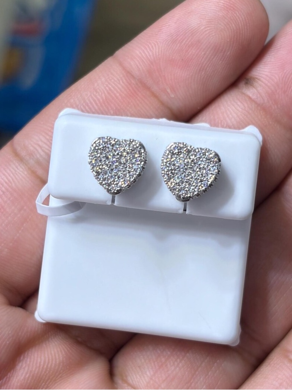 Heart Pavé Stud Earrings in Silver